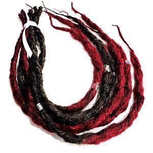 6 SE Single Ended Dreads Dreadlocks Hair Extensions Knotty Burgundy Red Brown